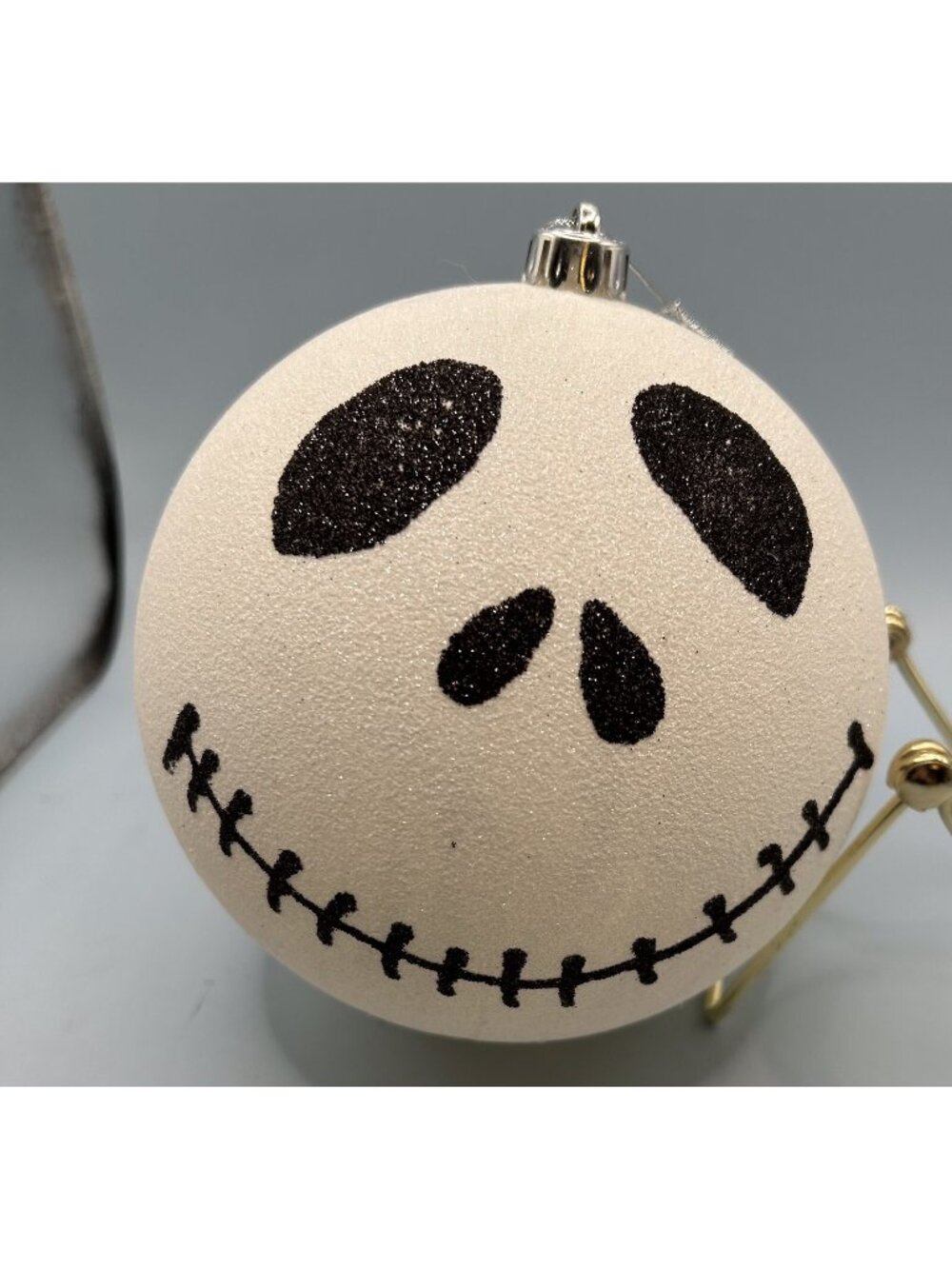 Grinning Jack Skellington Nightmare Before Christmas Glittery Ball Ornament 6”